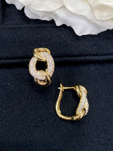 Load image into Gallery viewer, LUOWEND 18K Yellow Gold Real Natural Diamond Hoop Earrings for Women