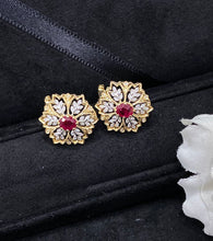 Load image into Gallery viewer, LUOWEND 18K White and Yellow Gold Real Natural Ruby Hoop Earrings for Women