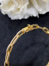 Load image into Gallery viewer, LUOWEND 18K Yellow Gold Real Natural Diamond Bracelet for Women