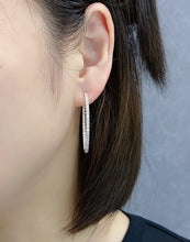 Load image into Gallery viewer, LUOWEND 18K Rose Gold Real Natural Diamond Hoop Earrings for Women