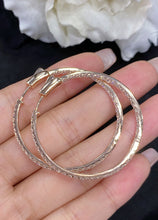 Load image into Gallery viewer, LUOWEND 18K Rose Gold Real Natural Diamond Hoop Earrings for Women