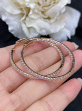 Load image into Gallery viewer, LUOWEND 18K Rose Gold Real Natural Diamond Hoop Earrings for Women