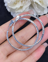 Load image into Gallery viewer, LUOWEND 18K White Gold Real Natural Diamond Hoop Earrings for Women