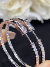 Load image into Gallery viewer, LUOWEND 18K White Gold Real Natural Diamond Hoop Earrings for Women