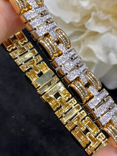 Load image into Gallery viewer, LUOWEND 18K White and Yellow Gold Real Natural Diamond Bracelet for Women