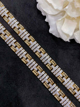 Load image into Gallery viewer, LUOWEND 18K White and Yellow Gold Real Natural Diamond Bracelet for Women