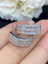 Load image into Gallery viewer, LUOWEND 18K White Gold Real Natural Diamond Hoop Earrings for Women