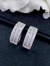 Load image into Gallery viewer, LUOWEND 18K White Gold Real Natural Diamond Hoop Earrings for Women