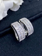 Load image into Gallery viewer, LUOWEND 18K White Gold Real Natural Diamond Hoop Earrings for Women