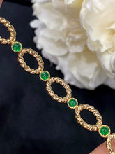 Load image into Gallery viewer, LUOWEND 18K Yellow Gold Real Natural Emerald Gemstone Bracelet for Women