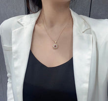 Load image into Gallery viewer, LUOWEND 18K White and Yellow Gold Real Natural Ruby Gemstone Necklace for Women