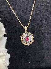 Load image into Gallery viewer, LUOWEND 18K White and Yellow Gold Real Natural Ruby Gemstone Necklace for Women