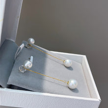Load image into Gallery viewer, LUOWEND 18K Yellow Gold Real Natural Pearl Earrings for Women