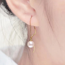 Load image into Gallery viewer, LUOWEND 18K Yellow Gold Real Natural Freshwater Pearl Earrings for Women