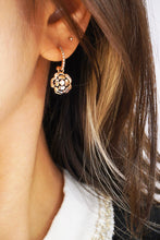 Load image into Gallery viewer, LUOWEND 18K Rose Gold Real Natural Diamond Drop Earrings for Women