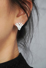 Load image into Gallery viewer, LUOWEND 18K White Gold Real Natural Diamond Stud Earrings for Women