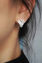 Load image into Gallery viewer, LUOWEND 18K White Gold Real Natural Diamond Stud Earrings for Women