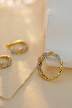 Load image into Gallery viewer, LUOWEND 18K White and Yellow Gold Real Natural Diamond Hoop Earrings for Women