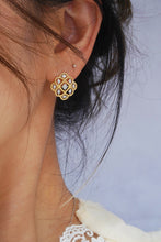 Load image into Gallery viewer, LUOWEND 18K White and Yellow Gold Real Natural Diamond Earrings for Women