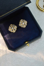 Load image into Gallery viewer, LUOWEND 18K White and Yellow Gold Real Natural Diamond Earrings for Women