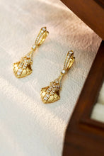 Load image into Gallery viewer, LUOWEND 18K Yellow Gold Real Natural Diamond Drop Earrings for Women
