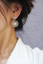 Load image into Gallery viewer, LUOWEND 18K White and Yellow Gold Real Natural Diamond Earrings for Women