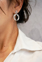Load image into Gallery viewer, LUOWEND 18K White Gold Real Natural Diamond Drop Earrings for Women