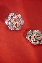 Load image into Gallery viewer, LUOWEND 18K White and Rose Gold Real Natural Diamond Stud Earrings for Women