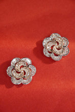 Load image into Gallery viewer, LUOWEND 18K White and Rose Gold Real Natural Diamond Stud Earrings for Women