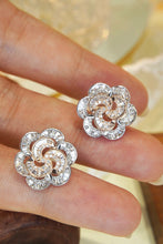 Load image into Gallery viewer, LUOWEND 18K White and Rose Gold Real Natural Diamond Stud Earrings for Women