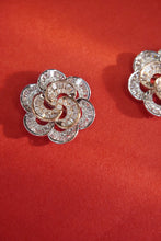 Load image into Gallery viewer, LUOWEND 18K White and Rose Gold Real Natural Diamond Stud Earrings for Women