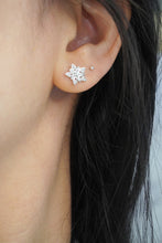 Load image into Gallery viewer, LUOWEND 18K White Gold Real Natural Diamond Stud Earrings for Women