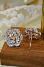 Load image into Gallery viewer, LUOWEND 18K White and Rose Gold Real Natural Diamond Stud Earrings for Women