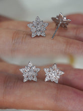 Load image into Gallery viewer, LUOWEND 18K White Gold Real Natural Diamond Stud Earrings for Women