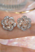 Load image into Gallery viewer, LUOWEND 18K White and Rose Gold Real Natural Diamond Stud Earrings for Women