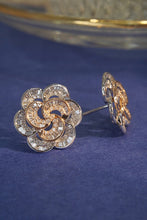 Load image into Gallery viewer, LUOWEND 18K White and Rose Gold Real Natural Diamond Stud Earrings for Women