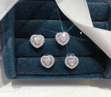 Load image into Gallery viewer, LUOWEND 18K White Gold Real Natural Diamond Stud Earrings for Women