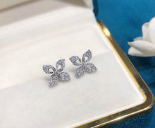Load image into Gallery viewer, LUOWEND 18K White Gold Real Natural Diamond Stud Earrings for Women