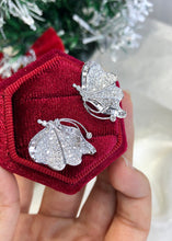 Load image into Gallery viewer, LUOWEND 18K White Gold Real Natural Diamond Stud Earrings for Women