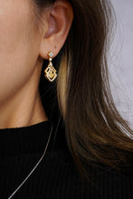 Load image into Gallery viewer, LUOWEND 18K White and Yellow Gold Real Natural Diamond Drop Earrings for Women