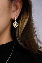 Load image into Gallery viewer, LUOWEND 18K White and Yellow Gold Real Natural Diamond Drop Earrings for Women