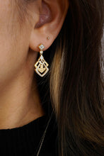 Load image into Gallery viewer, LUOWEND 18K White and Yellow Gold Real Natural Diamond Drop Earrings for Women