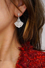 Load image into Gallery viewer, LUOWEND 18K White Gold Real Natural Diamond Drop Earrings for Women
