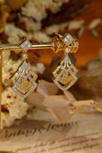 Load image into Gallery viewer, LUOWEND 18K White and Yellow Gold Real Natural Diamond Drop Earrings for Women