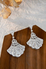 Load image into Gallery viewer, LUOWEND 18K White Gold Real Natural Diamond Drop Earrings for Women