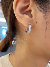 Load image into Gallery viewer, LUOWEND 18K White Gold Real Natural Diamond Hoop Earrings for Women