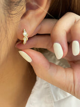 Load image into Gallery viewer, LUOWEND 18K White or Yellow Gold Real Natural Diamond Hoop Earrings for Women