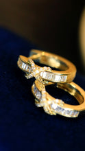 Load image into Gallery viewer, LUOWEND 18K White or Yellow Gold Real Natural Diamond Hoop Earrings for Women