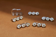 Load image into Gallery viewer, LUOWEND 18K White Gold Real Natural Diamond Drop Earrings for Women