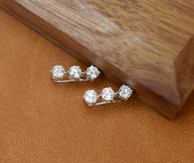 Load image into Gallery viewer, LUOWEND 18K White Gold Real Natural Diamond Drop Earrings for Women
